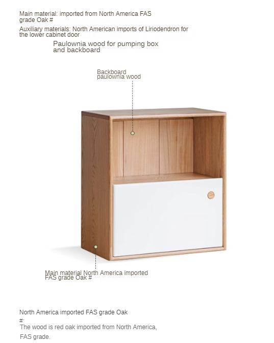 Oak, Beech Solid Wood Cream Style Module Combination Bookcase
