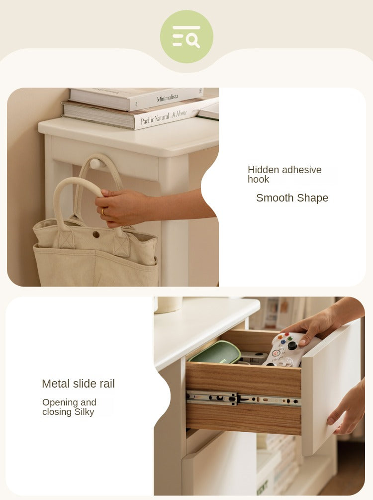 Solid RubberWood Cream Style Single-Leg Desk