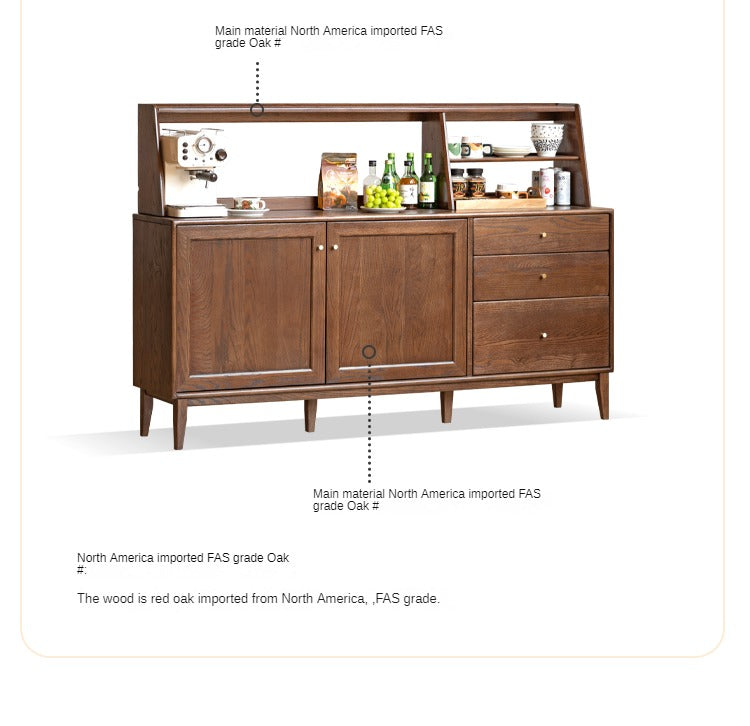 Oak Solid Wood, Solid Rubberwood Modern Dining Sideboard
