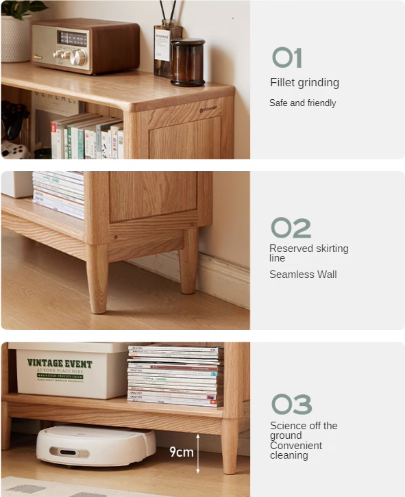 Oak Solid Wood Modern Open Grid Bookcase