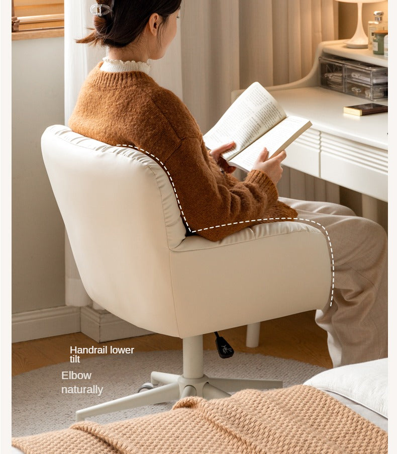 Organic Leather Cream Movable Makeup Chair