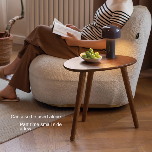 Rubberwood, Oak Solid Wood Walnut Color Side Table