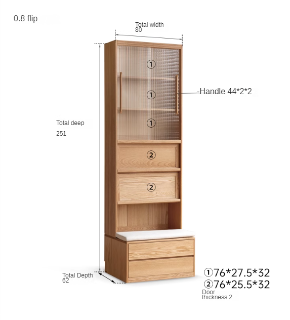 Ash, Oak Solid Wood Modern Combination Bookcase Integrated Card Seat