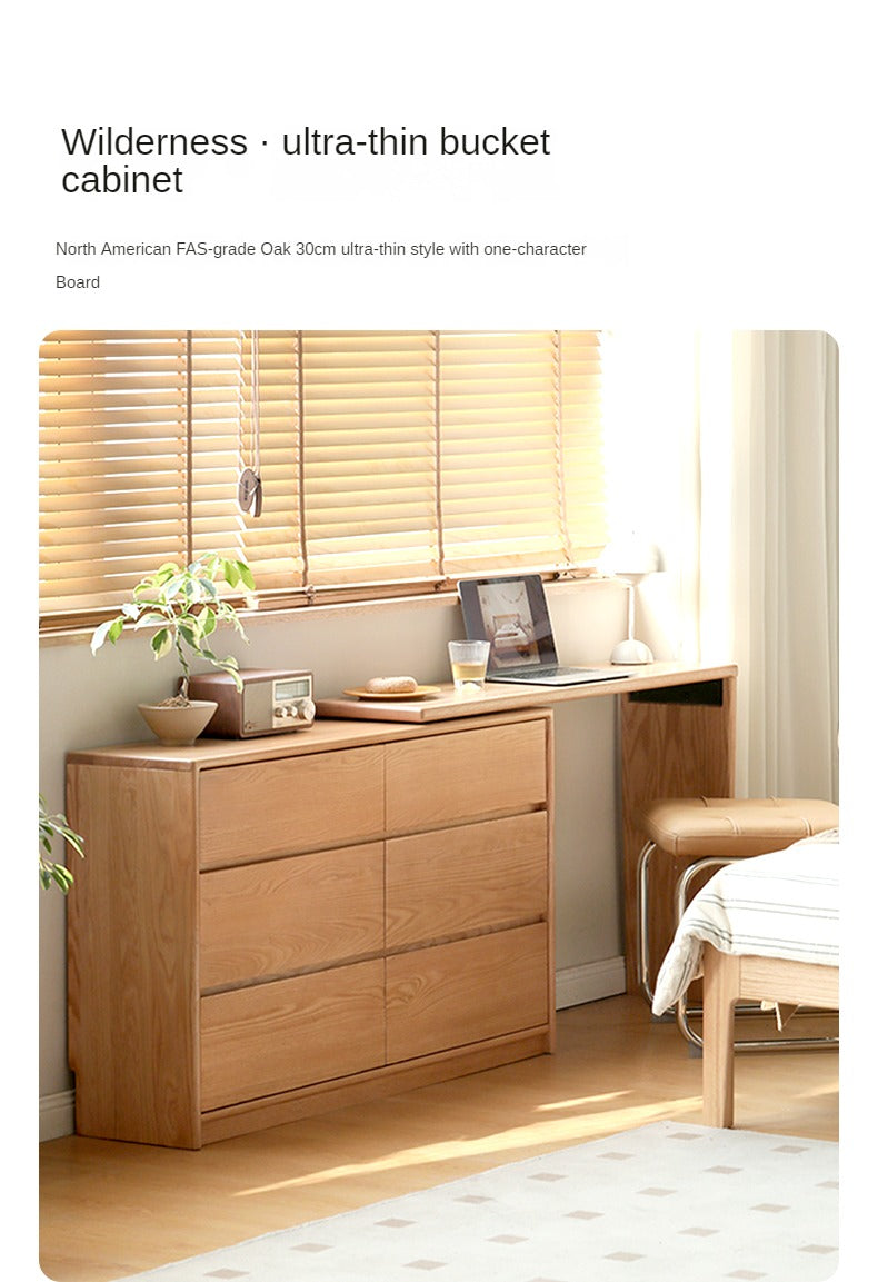 Oak Solid Wood Ultra Narrow Dressing Table.