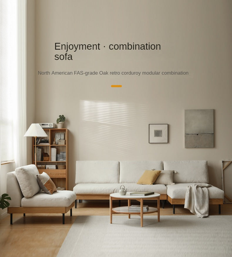 Oak Solid Wood Corner Down Sofa Japanese Style.