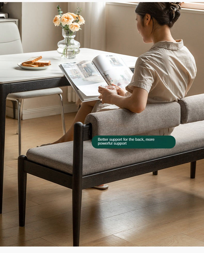 Oak Solid Wood Bench With Backrest