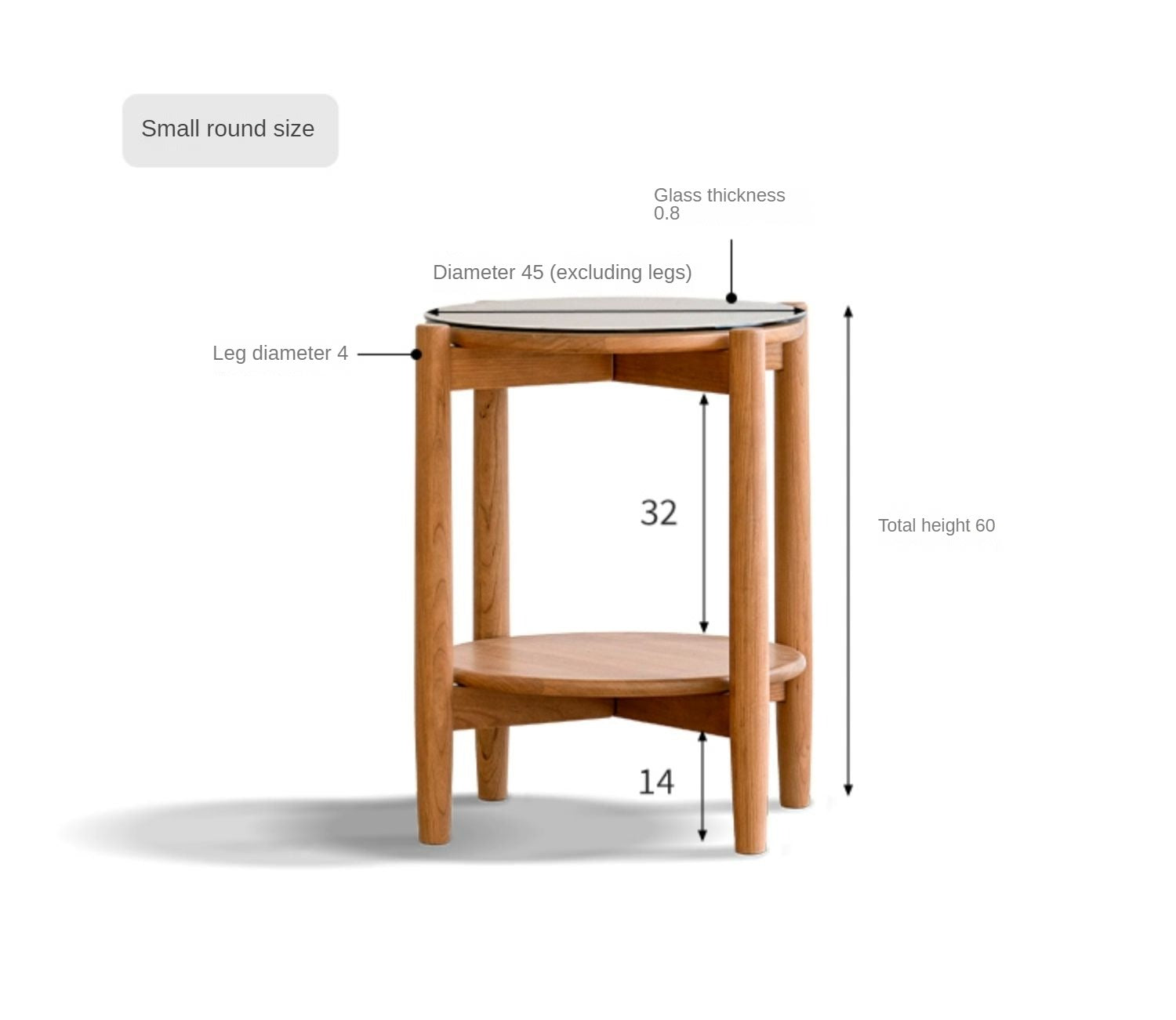 Cherry Wood Rattan Vine Weaving Glass Retro Coffee Table Combination