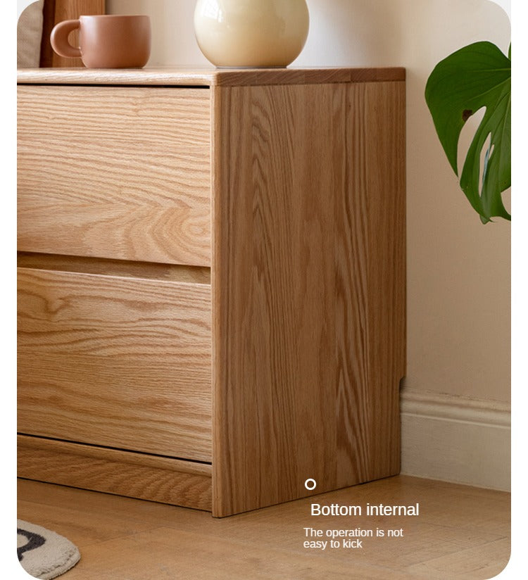 Oak Solid Wood Two Drawer Nightstand.