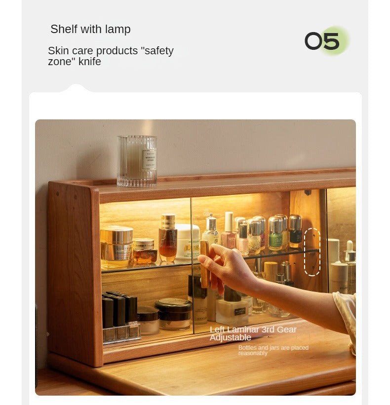 Сherry Solid Wood Retro Corner Vanity Table.