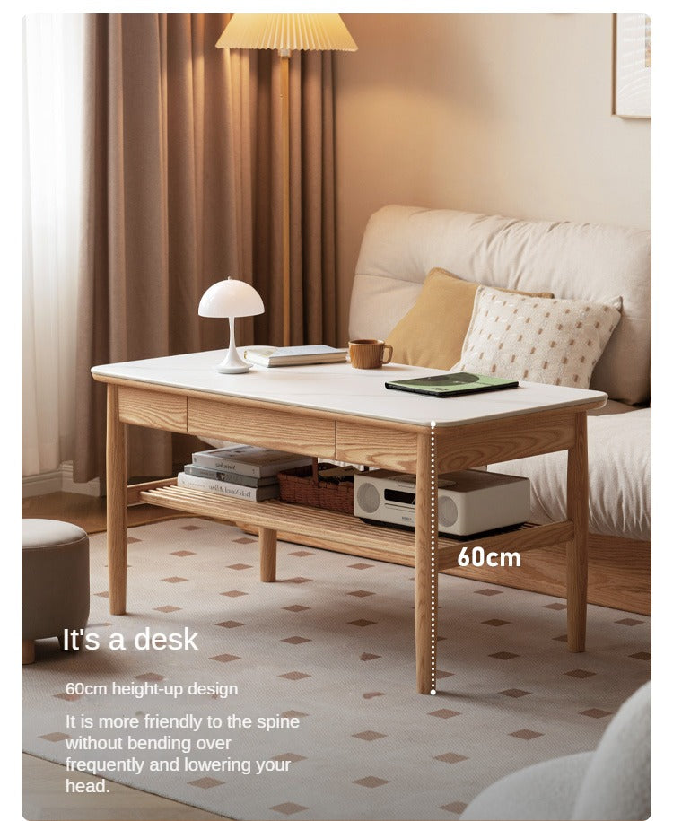 SALE Oak Solid Wood North American Double-Layer Coffee Table