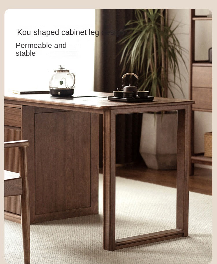 Black Walnut, Oak Solid Wood Large Plate Tea Table.