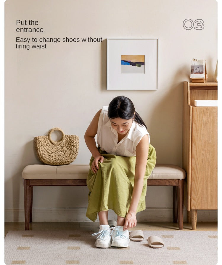 Black Walnut Solid Wood Long Bar Soft Bench