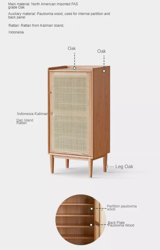 Oak Solid Wood Narrow Style With Doorshoe Cabinet