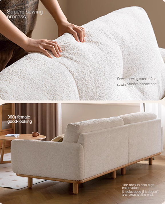 Fabric Lambskin White Sofa.