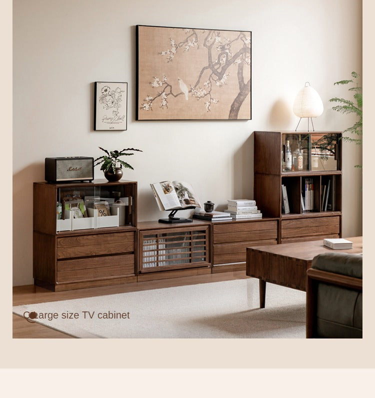 Black Walnut Solid Wood Free Combination Multifunctional Bookcase.