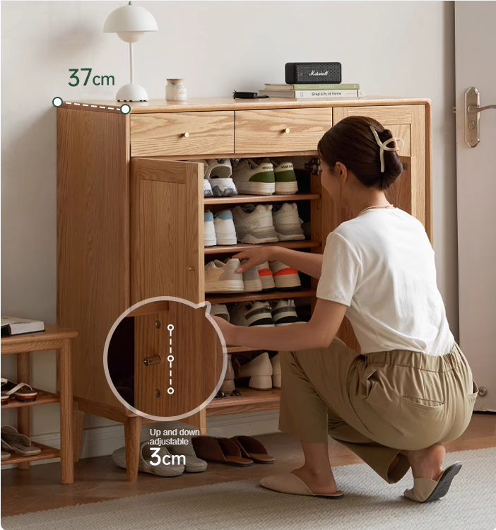 Oak Solid Wood Shoe Cabinet