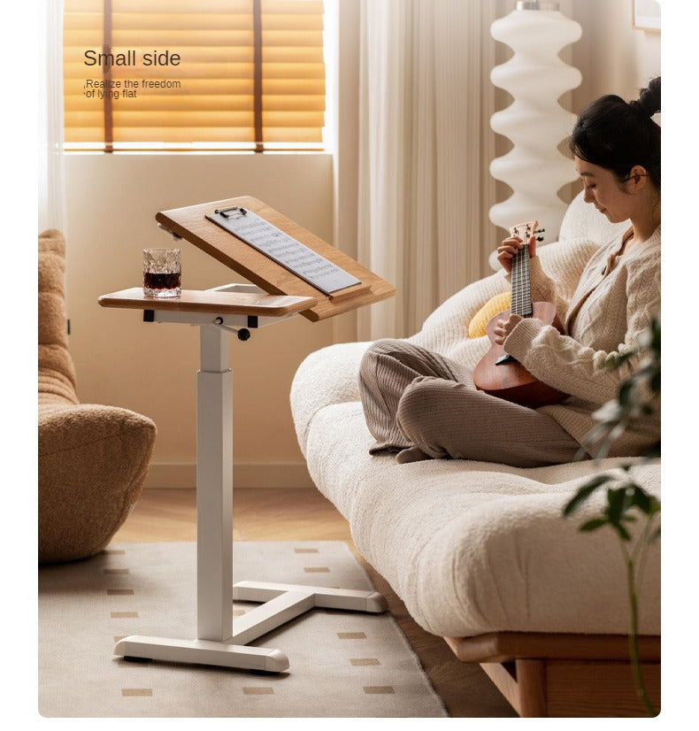 Oak, Solid Rubberwood Lifting Movable Folding Desk