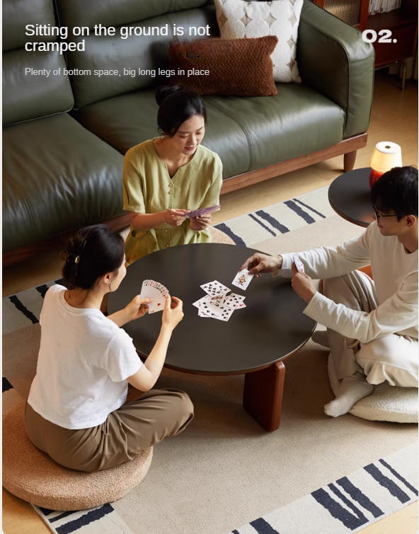 Poplar Solid Wood Rock Board Medieval Round Coffee Table