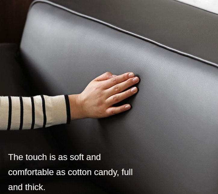 Organic Leather Art Sofa Retractable Bed Big Black Bull Electric Sofa Bed.