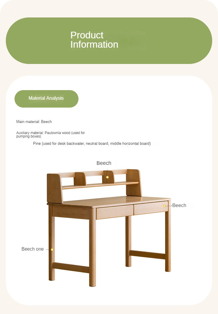 Beech Solid Wood Children's Study Desk