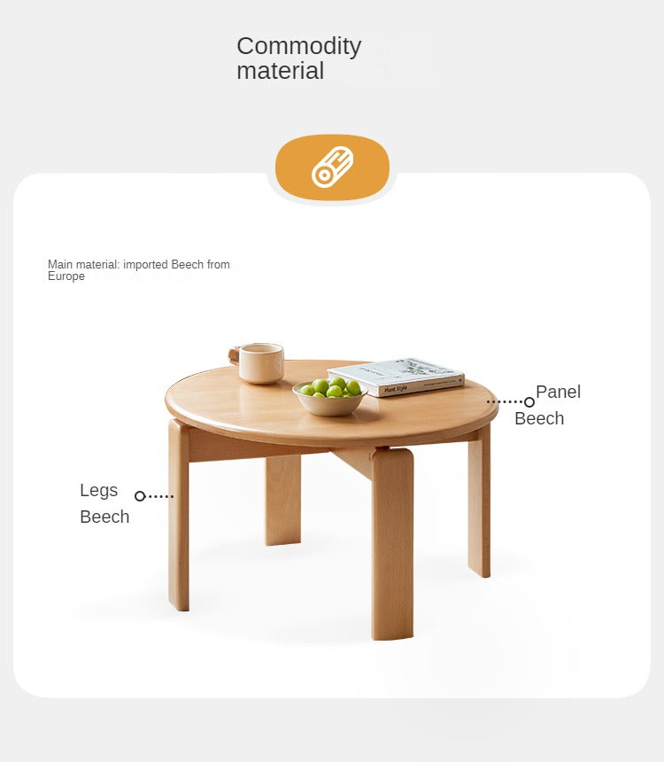 Beech Solid Wood Modern European Round Coffee Table