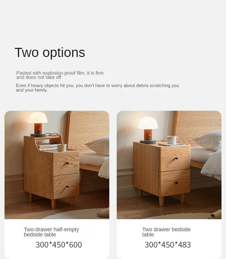 Oak, Ash Solid Wood, Solid Rubberwood Nightstand.