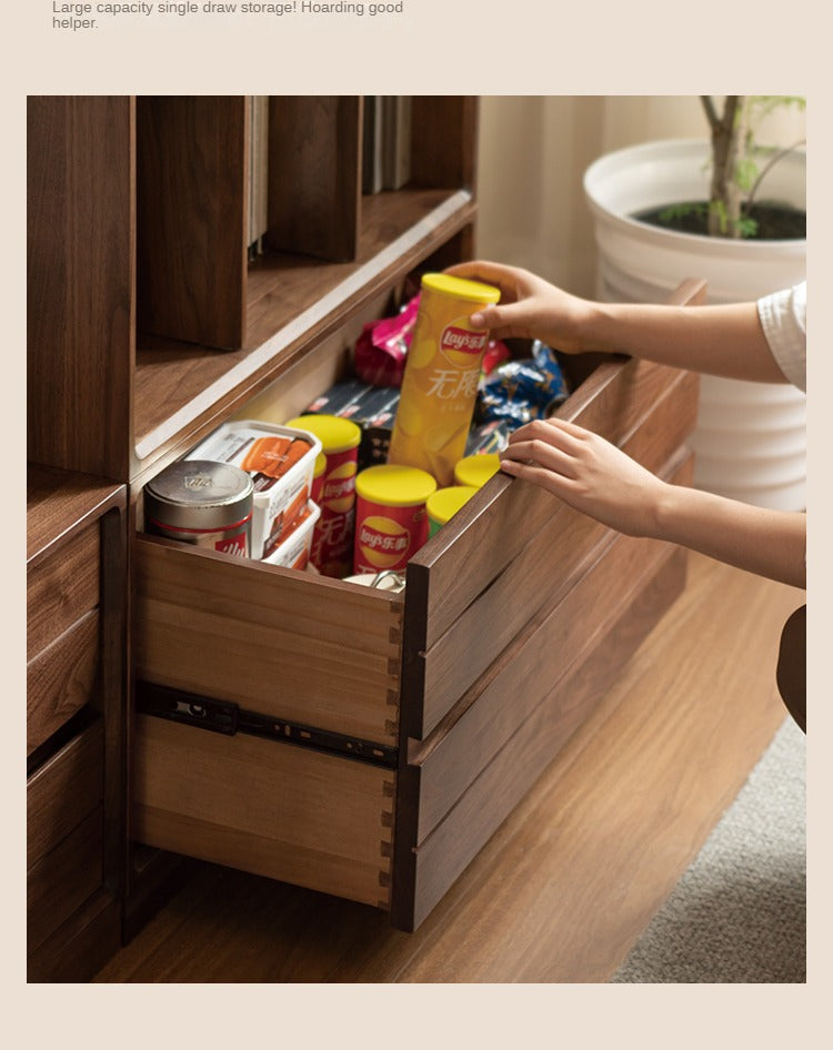 Black Walnut Solid Wood Free Combination Multifunctional Bookcase.