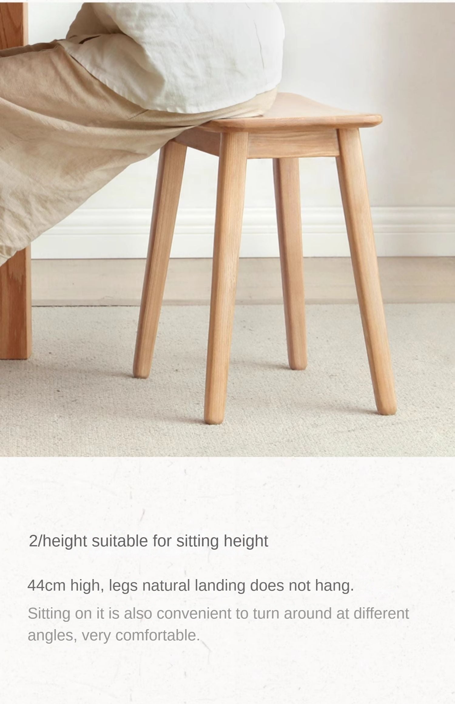 Ash, Oak Solid Wood Modern Makeup Stool