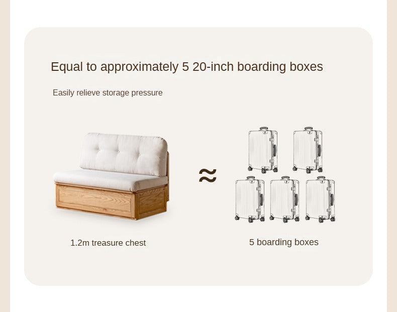 Oak Solid Wood Fabric Card Seat Floor Box Sofa.