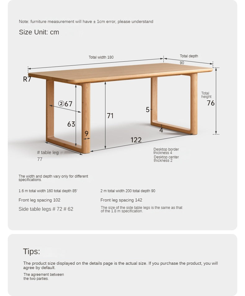 Oak Solid Wood Large Plate Dining Table