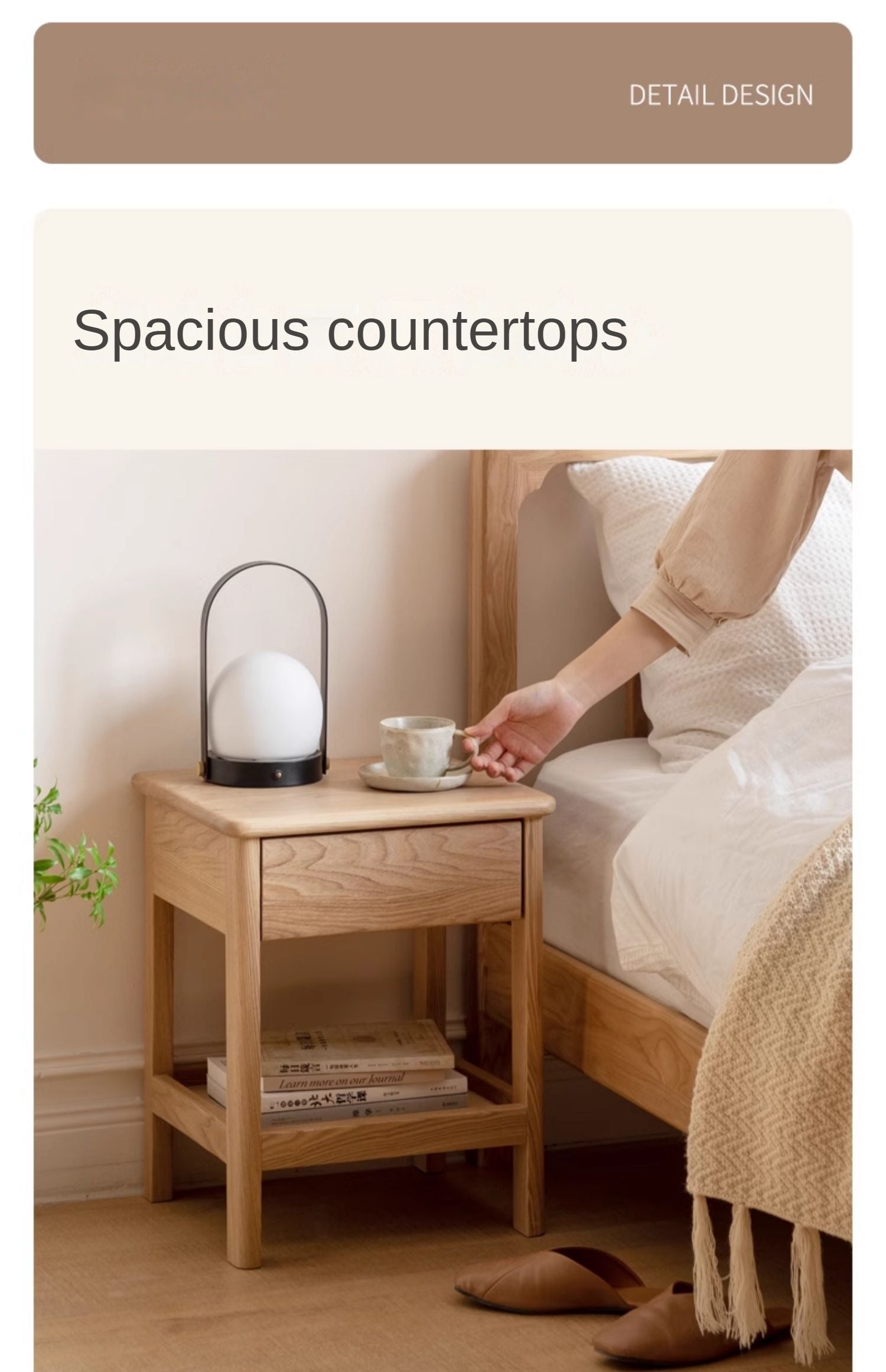 Ash Solid Wood Narrow Edge Nightstand