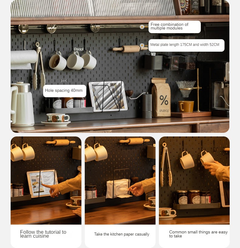 Black Walnut Solid Woof Sideboard Integrated High Cabinet Glass