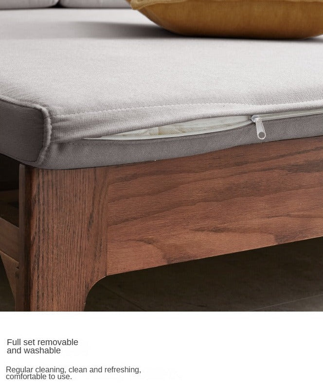 Oak Solid Wood Sofa Bed Dual-purpose Foldable Telescopic Bed