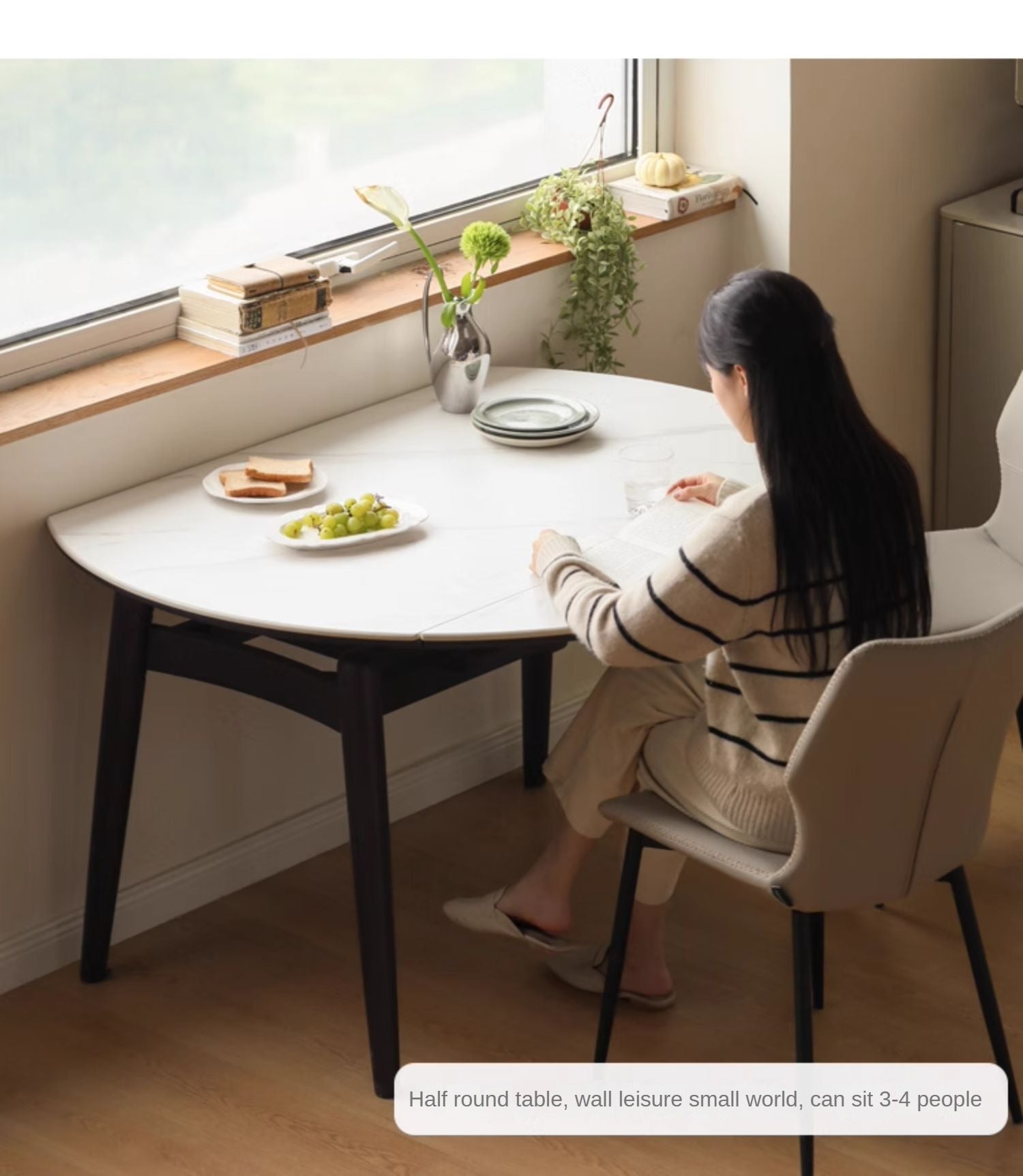 Oak Solid Wood Light Luxury Rock Retractable Dining Table