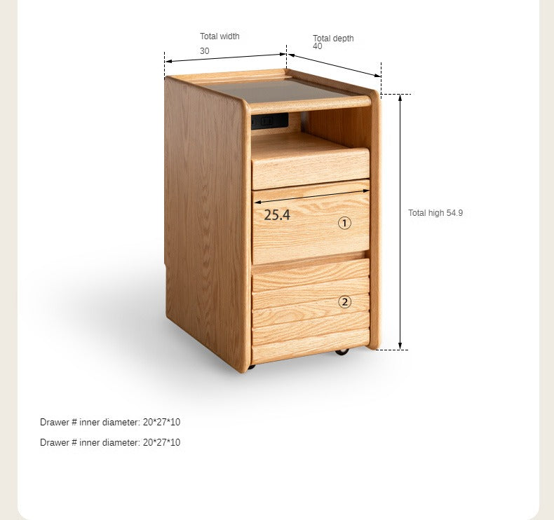 Ash, Oak Solid Wood Movable Glass Small Nightstand