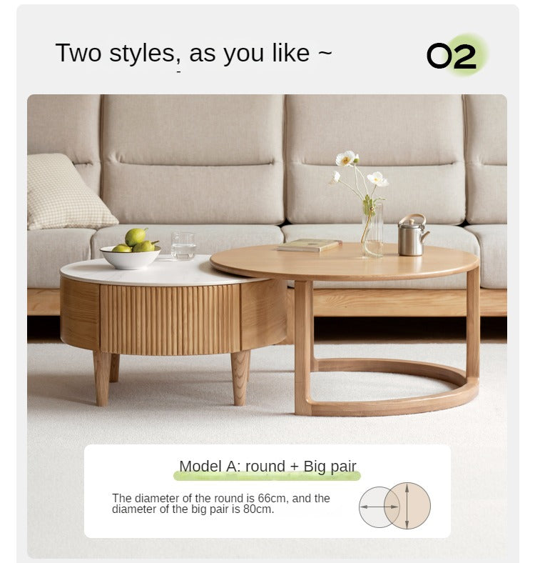 Ash Solid Wood Rock Plate Coffee Table