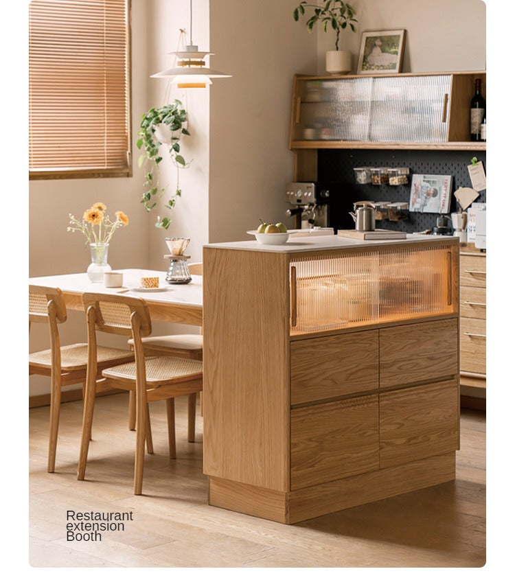 Oak Solid Wood Partition Multi functional Storage Cabinet
