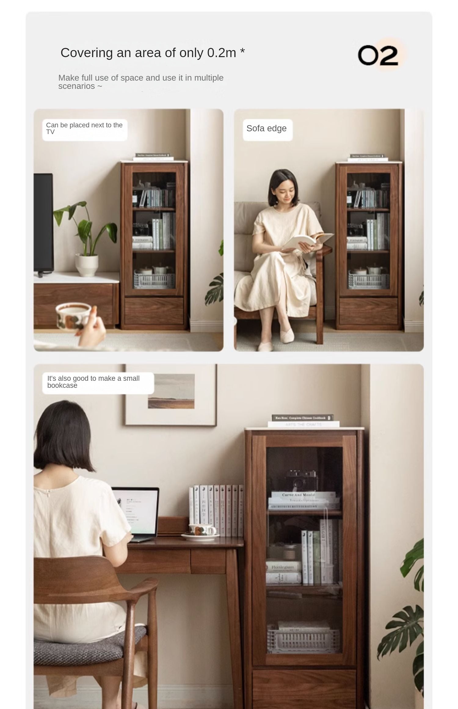 Black Walnut, Sandalwood Solid Wood Rock Slab Side Cabinet