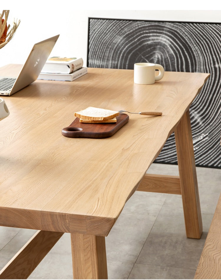 Ash Solid Wood Farmhouse Style Natural Edges Dining Table
