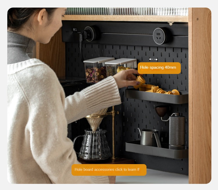 Oak Solid Wood Modern Rock Board Side High Buffet