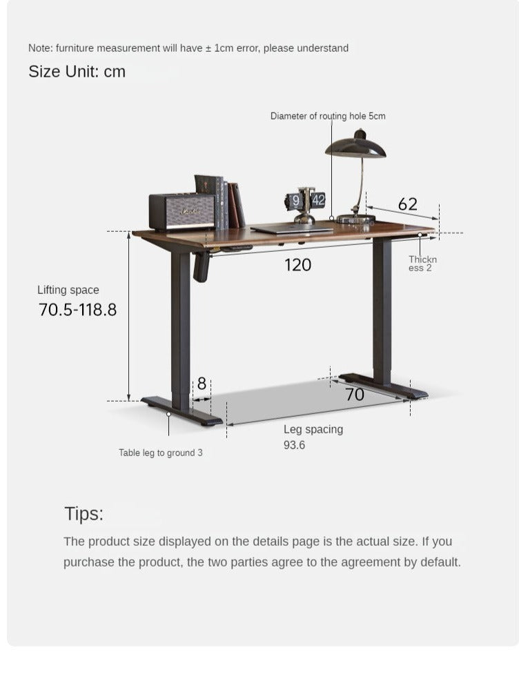 Black Walnut, Oak Solid Wood Electric Elevating Desk