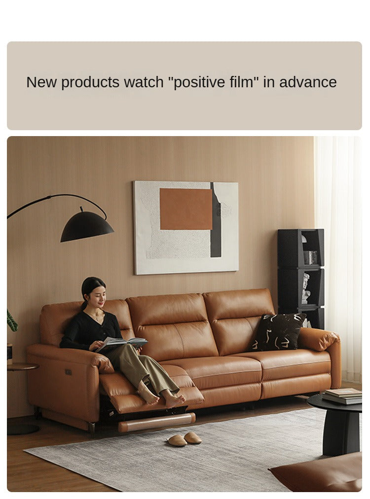 Leather Electric Zero Wall Sofa Italian Light Luxury.