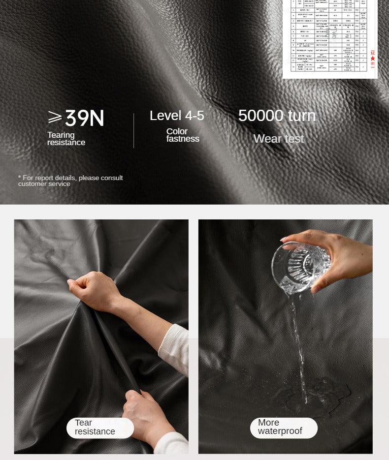 Leather Italian First Layer Yellow Cowhide Straight Sofa.