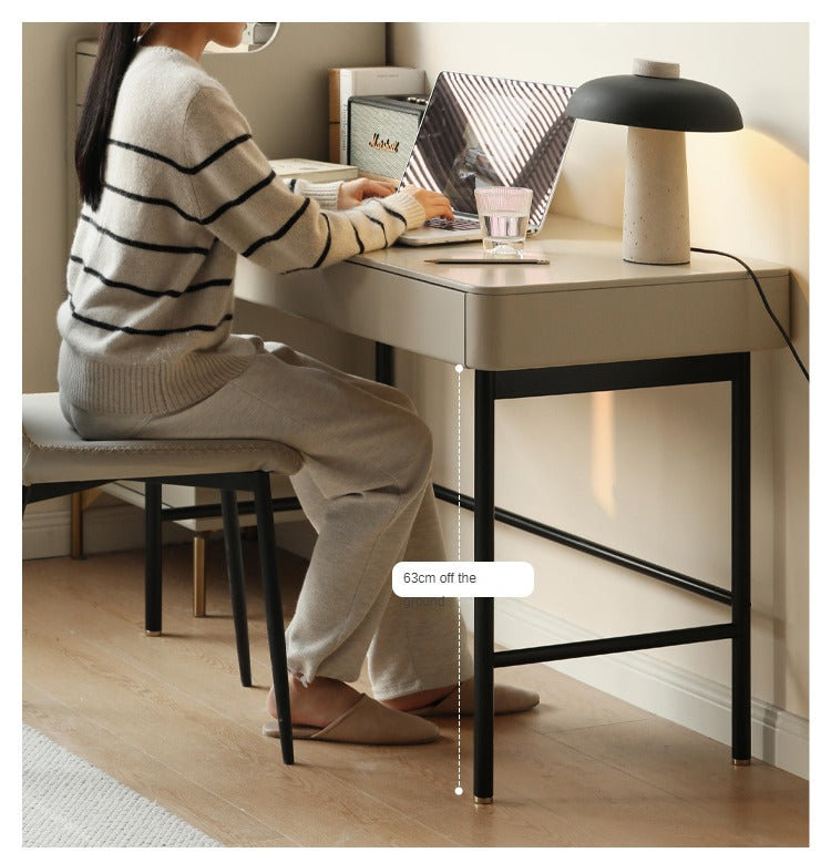 Poplar Solid Wood Double-Draw Desk Light Luxury