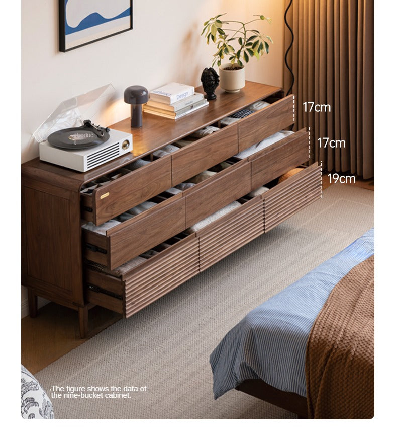 Black Walnut, Catalpa Solid Wood Drawer Storage Cabinet
