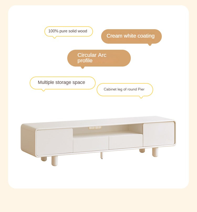 Rubber Solid wood French Cream Style TV Cabinet.