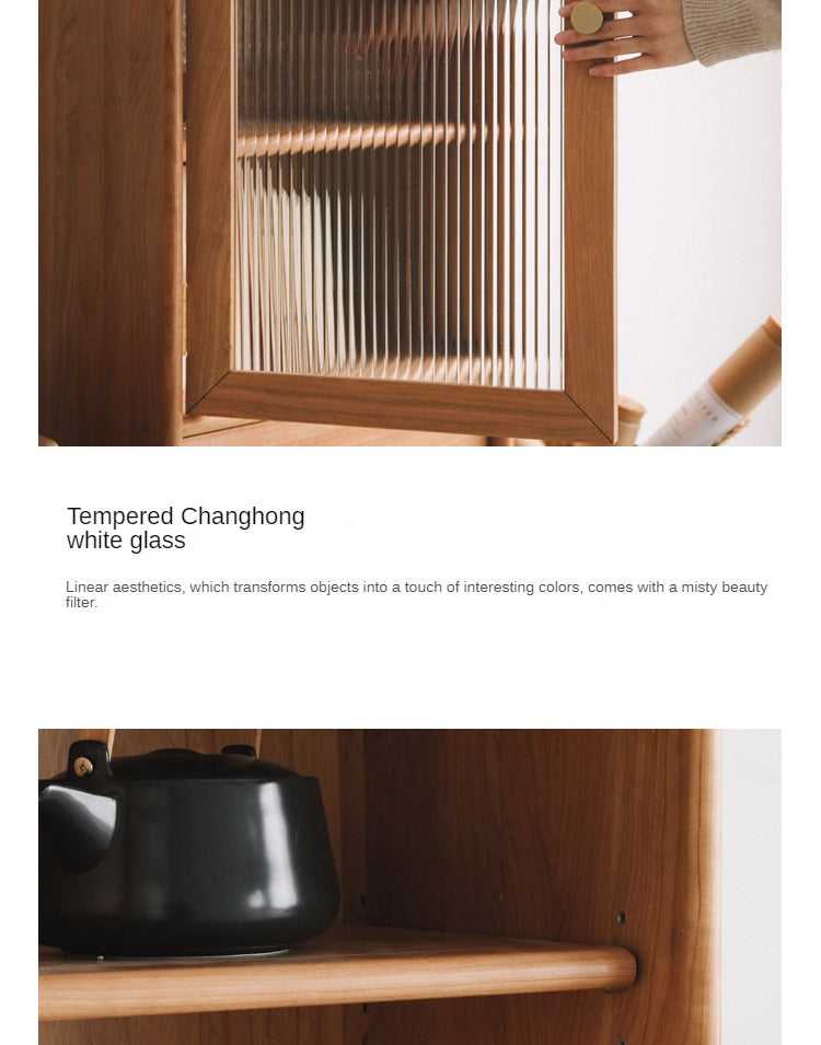 Cherry Solid Wood Japanese Retro Side Cabinet