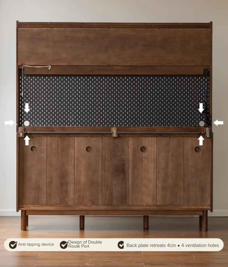 Black Walnut, Sandalwood Solid Wood Light Luxury Rock Plate Sideboard