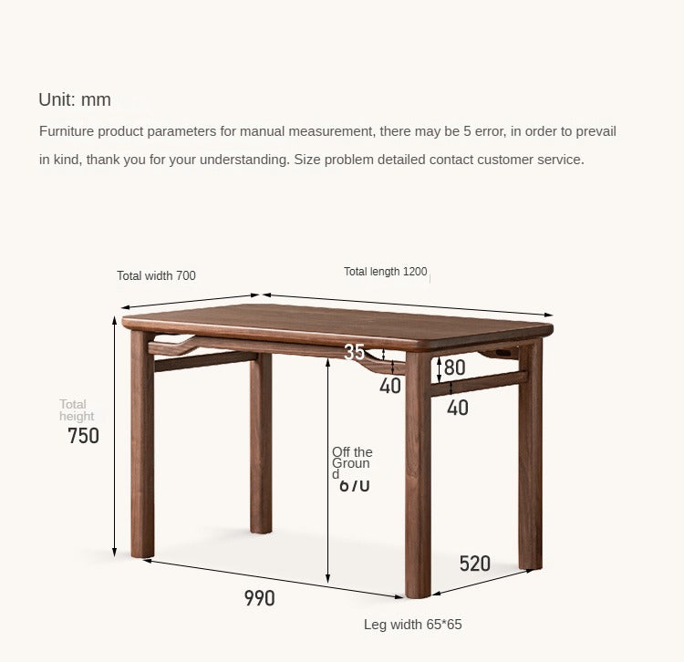 Black Walnut, Ash Solid Wood Style Tea Table.