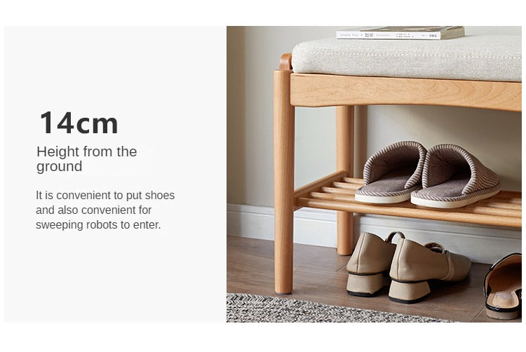 Back Walnut, Oak, Beech, Cherry Solid Wood Shoe Storage Bench